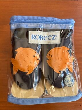 Robeez Navy Baby Shoes with Orange Fish Appliqués